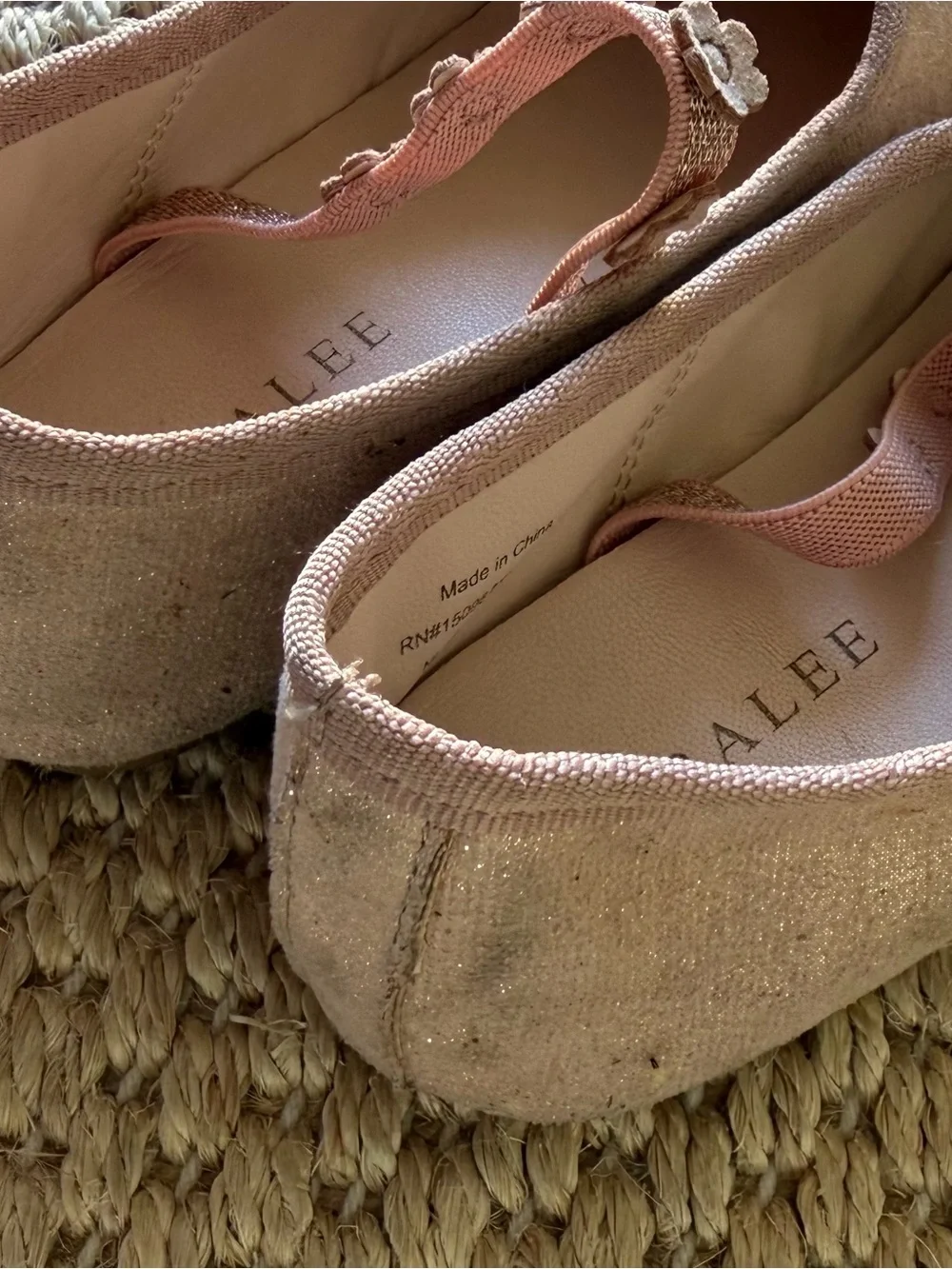 Noralee Pink Floral Strap Kids Ballet Flats